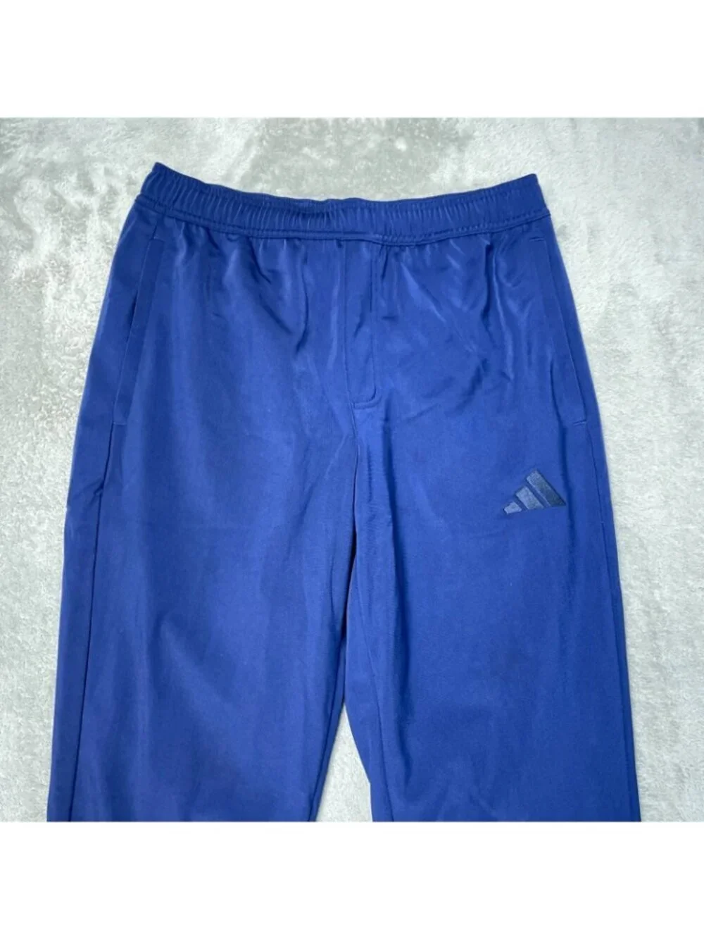 Adidas Blue Men's Size M Polyester Athletic Tapered Track Pants Ankle Zip e1474